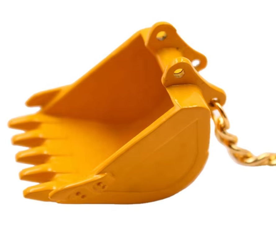 Custom 3D Stainless Steel Excavator Bucket Keychain Yellow Portable Gift