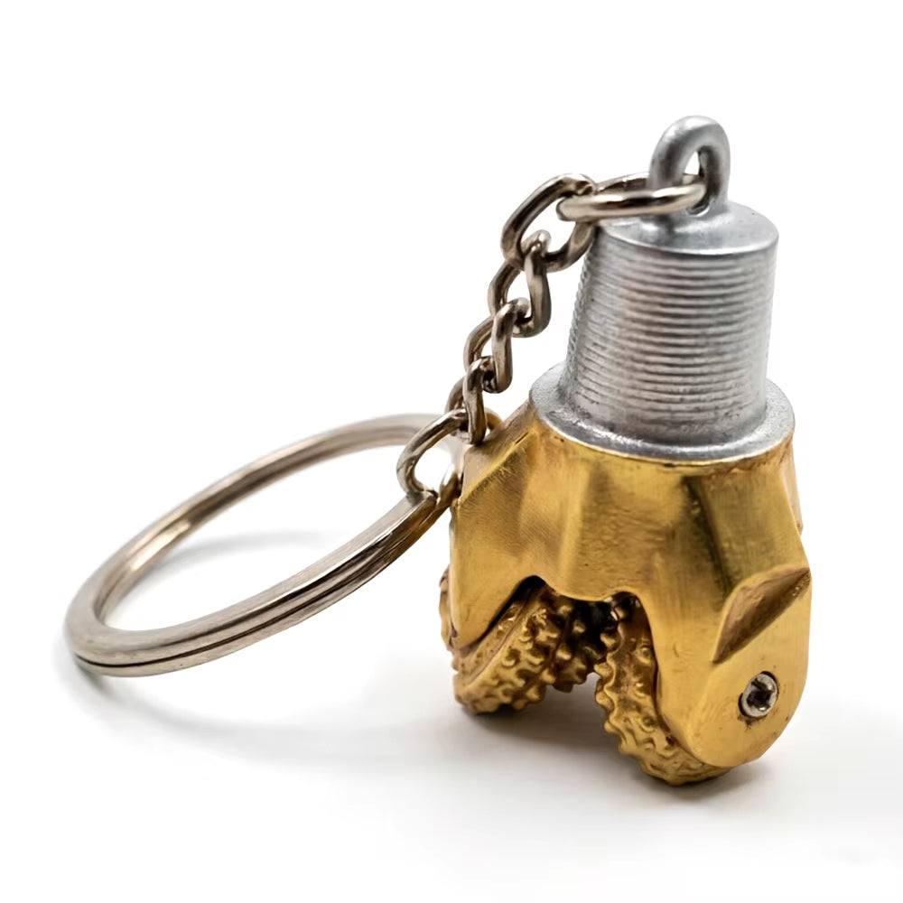 New Arrival High Quality 3D Gold and Silver Zinc Alloy Oilfield Drill Bit Keychain Swiveling Cones Fashion Gift Souvenir