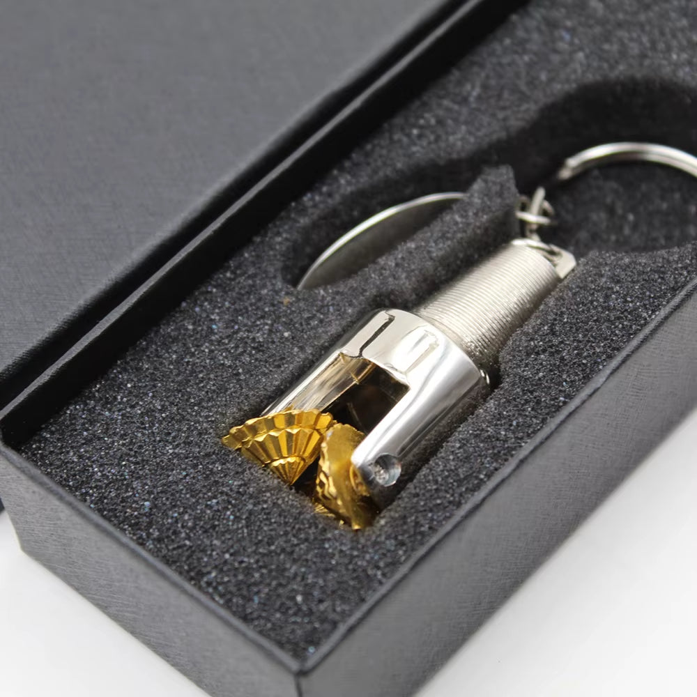 New Arrival High Quality 3D Gold and Silver Zinc Alloy Oilfield Drill Bit Keychain Swiveling Cones Fashion Gift Souvenir