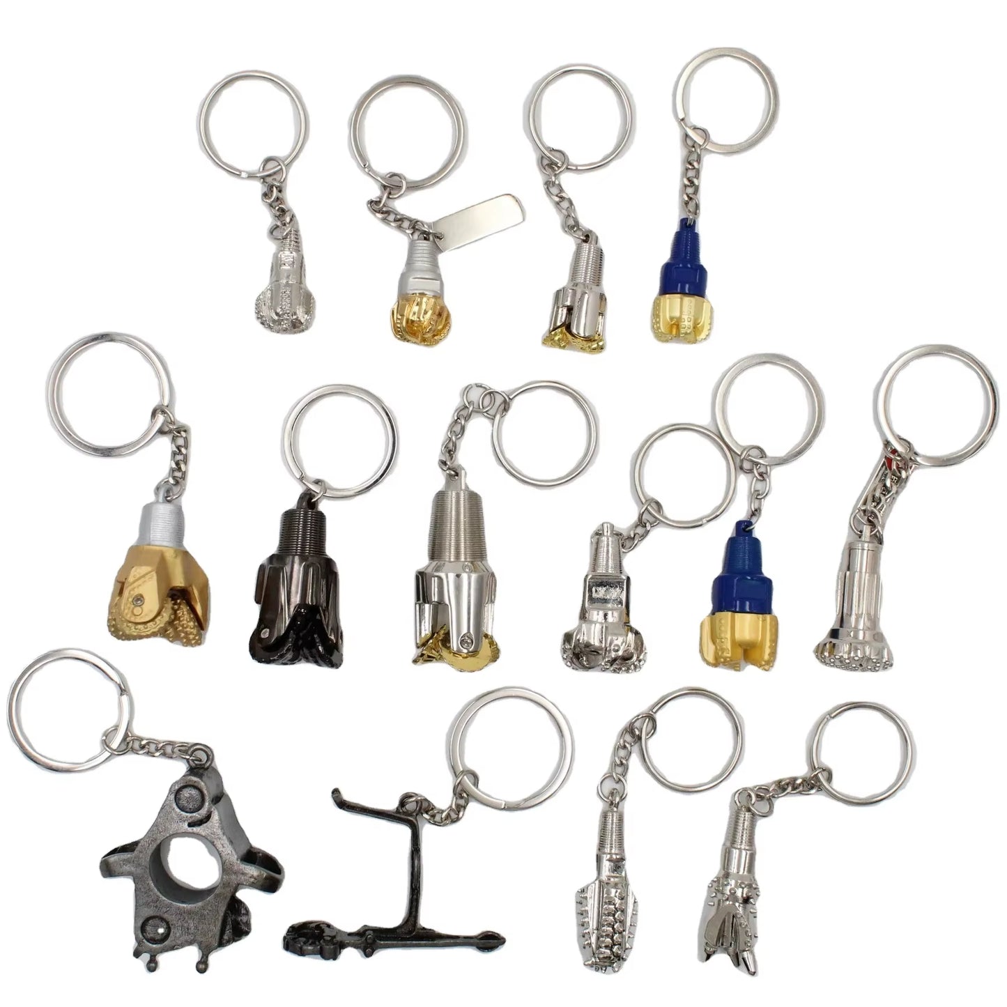 3D Silver Key Chains Oilfield Drill Bit Keyring Carabiner Gear Petroleum Drilling Bit Keychain for Oil Company Souvenir Gift