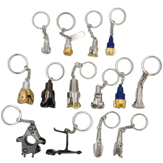 3D Silver Key Chains Oilfield Drill Bit Keyring Carabiner Gear Petroleum Drilling Bit Keychain for Oil Company Souvenir Gift