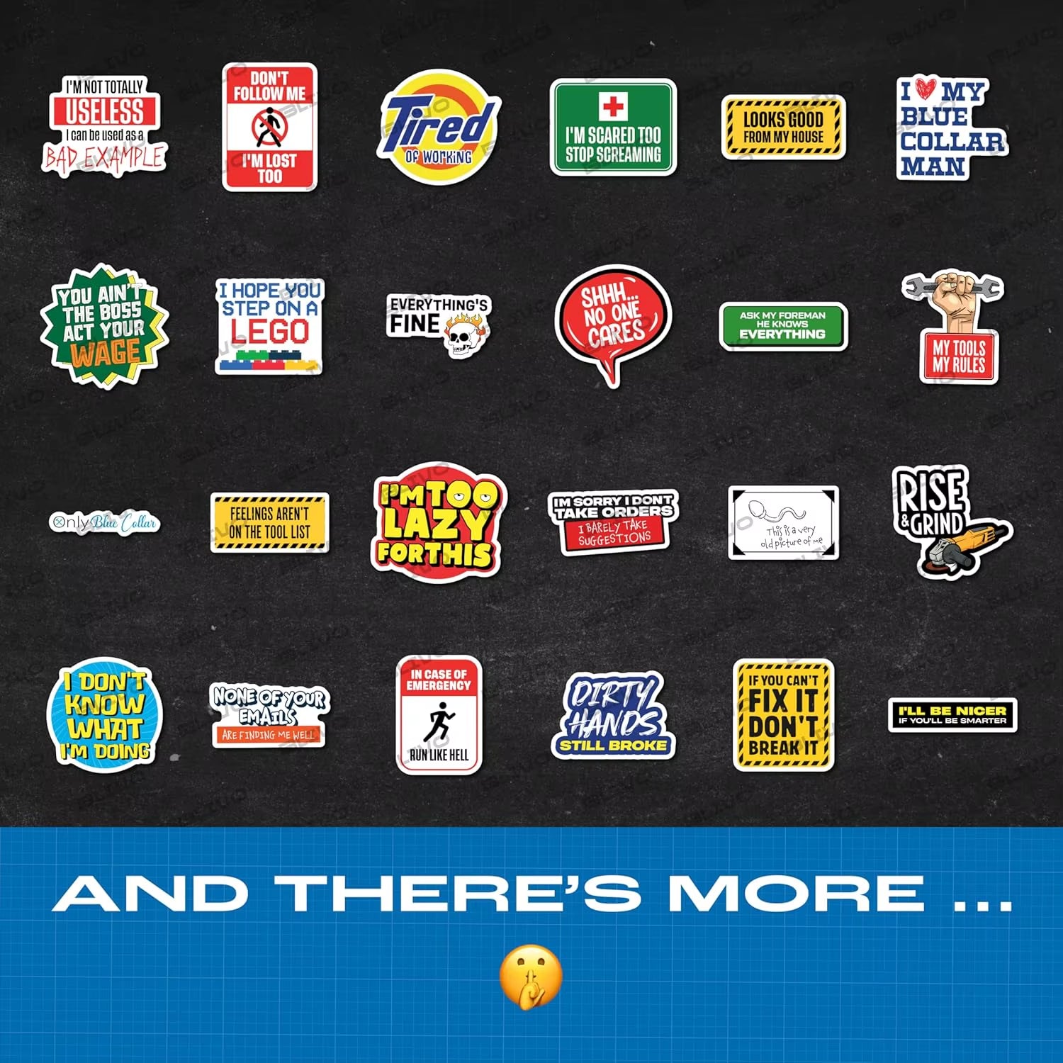 200 PCS Vinyl Hard Hat Stickers for Adults (No Duplicates)-Sarcastic Meme Funny Design Fade Resistant Removable Blue Collar
