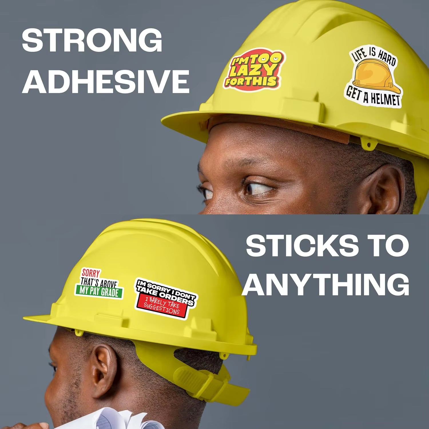 200 PCS Vinyl Hard Hat Stickers for Adults (No Duplicates)-Sarcastic Meme Funny Design Fade Resistant Removable Blue Collar