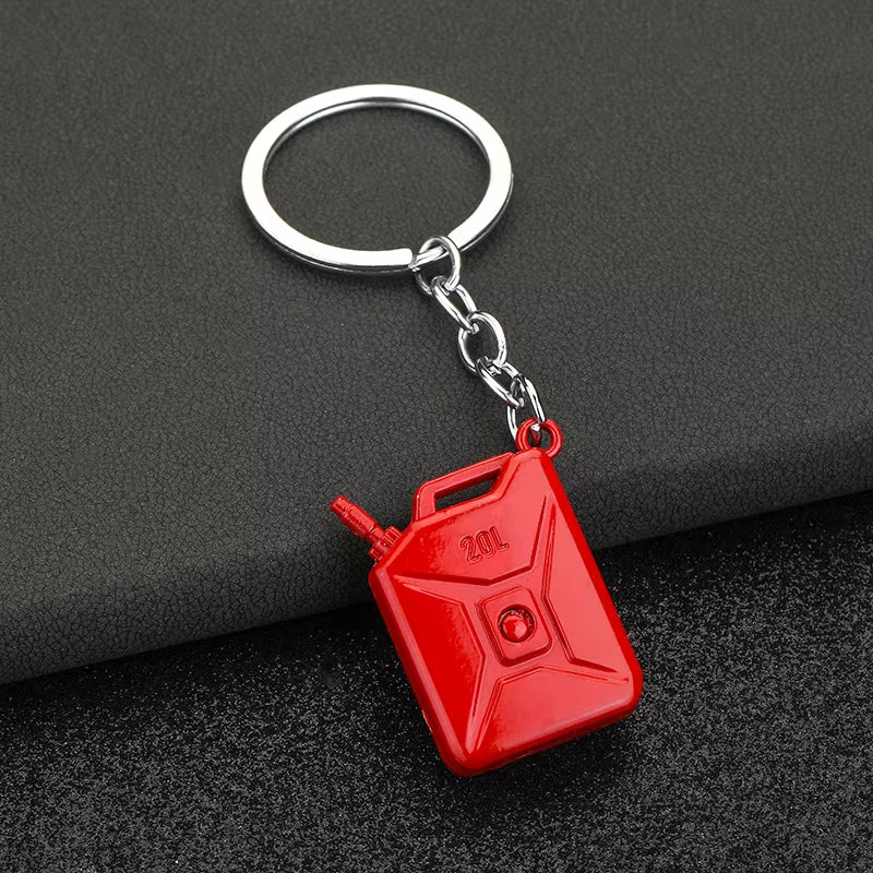 Hotselling Small Mini 20L Fuel Gasoline Barrel Keychain Camping Water Oil Barrel Shape Keyring Pendant Promotional Gift