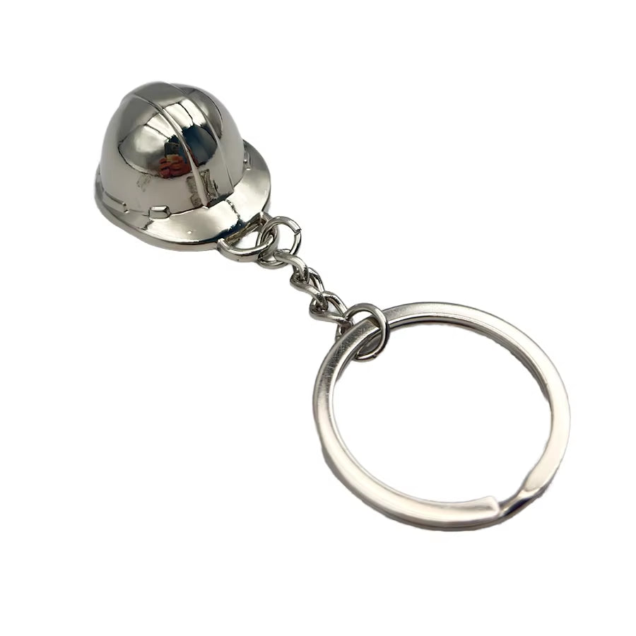 3D Engineer Safety Helmet Metal Keychain with UV Printing Waterproof & Durable Carabiner Keyholder