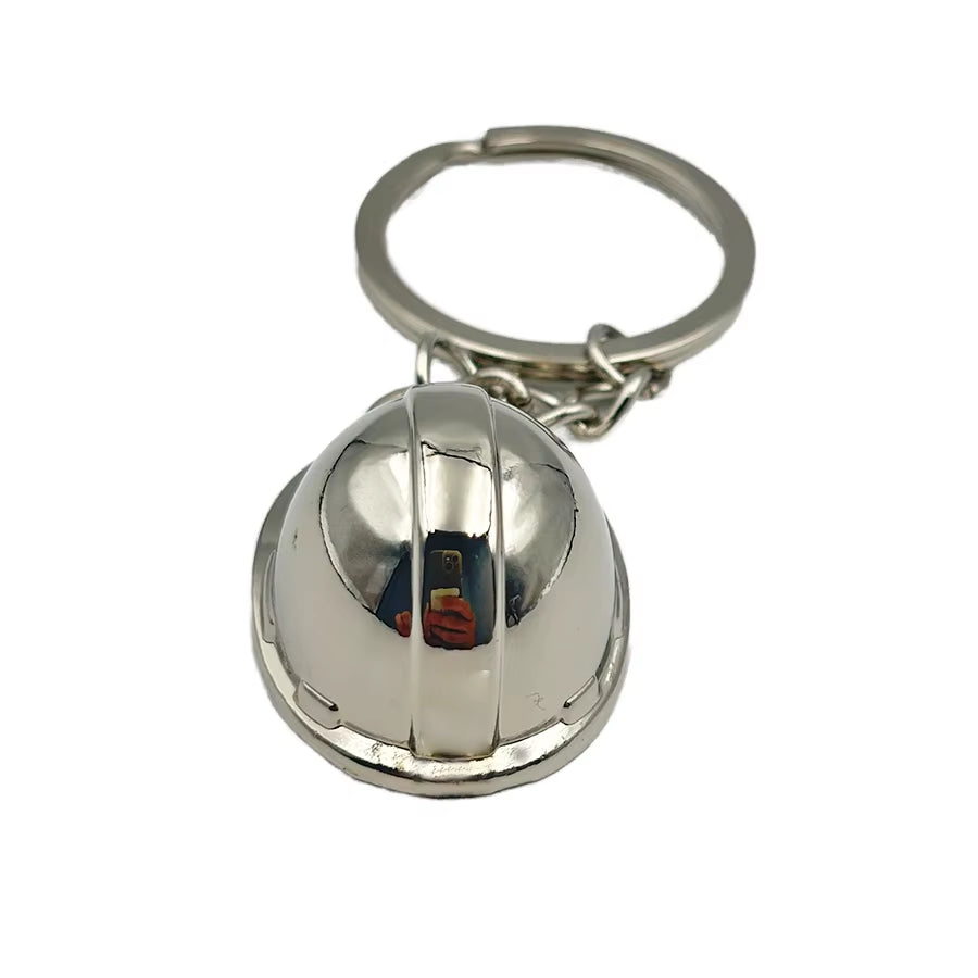 3D Engineer Safety Helmet Metal Keychain with UV Printing Waterproof & Durable Carabiner Keyholder