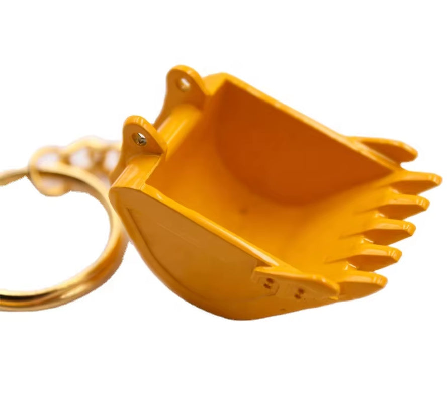 Custom 3D Stainless Steel Excavator Bucket Keychain Yellow Portable Gift