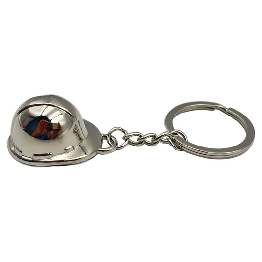 3D Engineer Safety Helmet Metal Keychain with UV Printing Waterproof & Durable Carabiner Keyholder