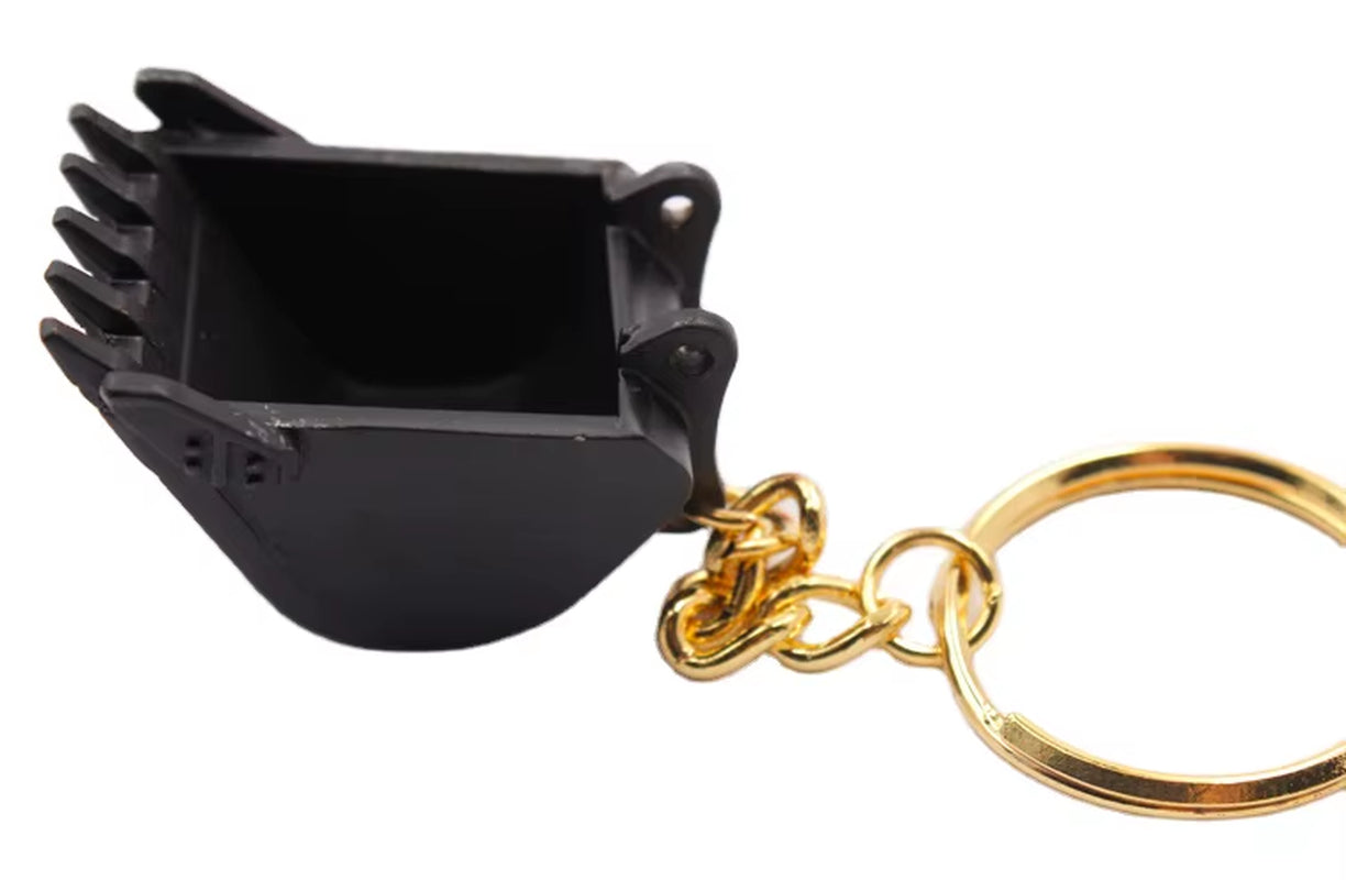 Custom 3D Stainless Steel Excavator Bucket Keychain Yellow Portable Gift