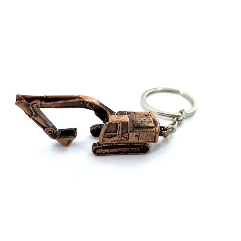 Custom Excavator Model Keychain Holder Digger Construction Vehicle Gift Bulldozers Keyring 3D Alloy Metal Excavator Keychain