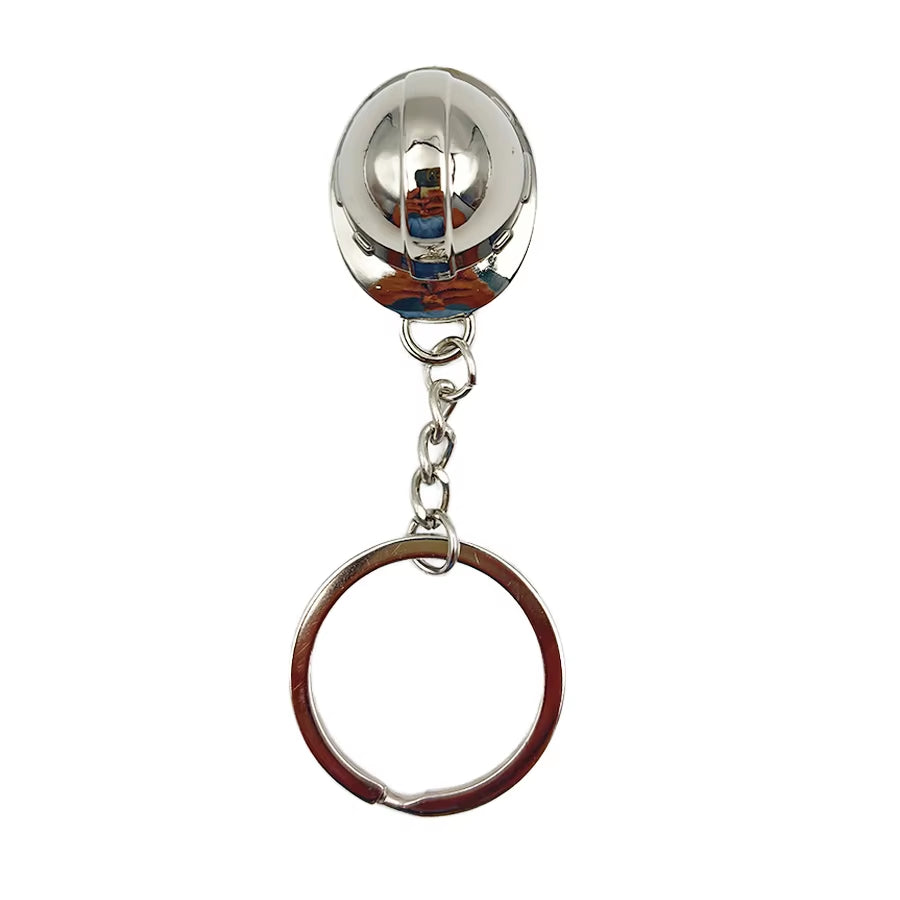 3D Engineer Safety Helmet Metal Keychain with UV Printing Waterproof & Durable Carabiner Keyholder