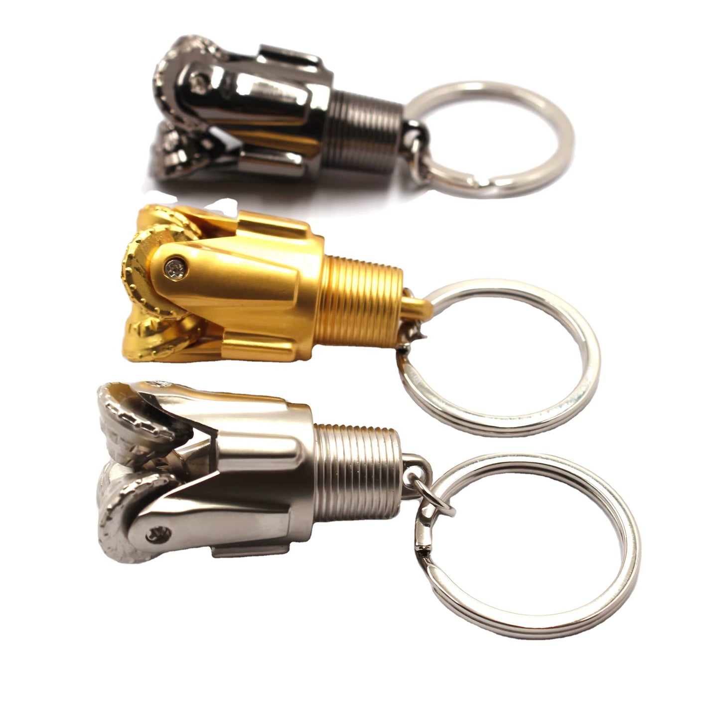 3D Silver Key Chains Oilfield Drill Bit Keyring Carabiner Gear Petroleum Drilling Bit Keychain for Oil Company Souvenir Gift