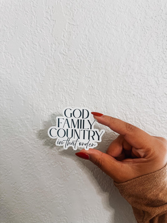 God Family Country in That Order Sticker, Charlie Kirk Sticker, Christian Sticker, Catholic Sticker, Patriotic Sticker